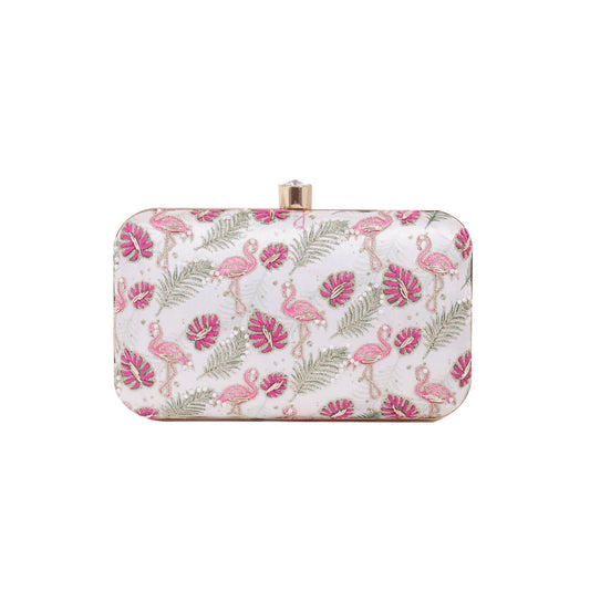 Swan Design Printed Embroidery Clutch  Bag  For Women & Girls