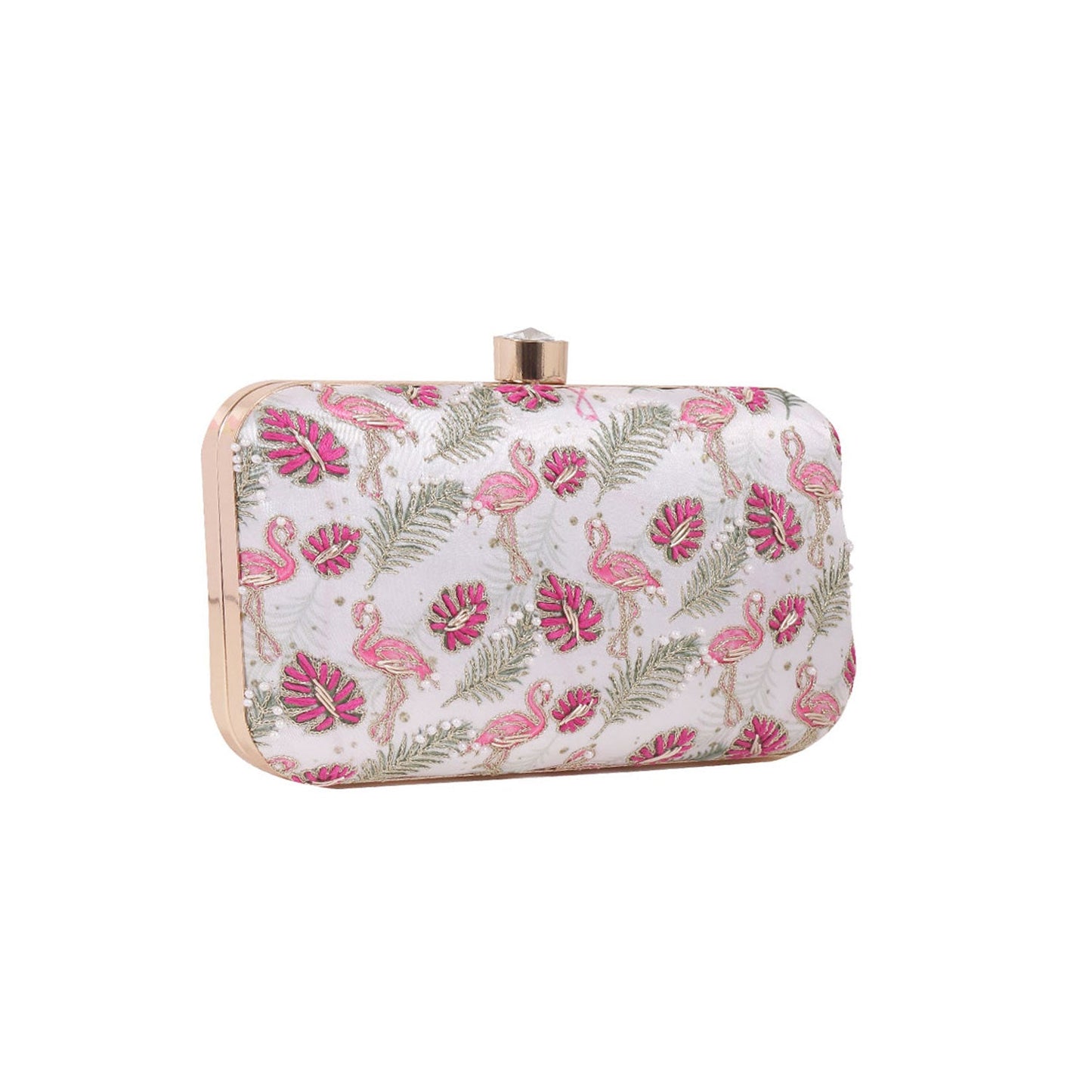 Swan Design Printed Embroidery Clutch  Bag  For Women & Girls