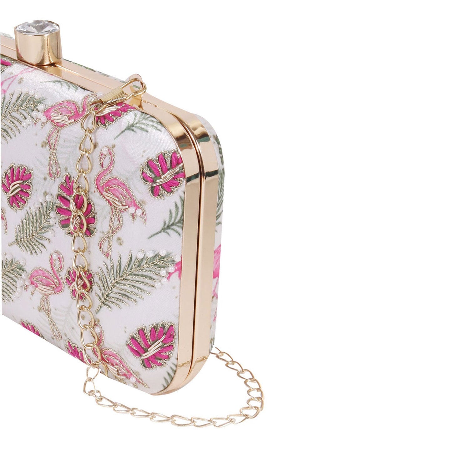 Swan Design Printed Embroidery Clutch  Bag  For Women & Girls