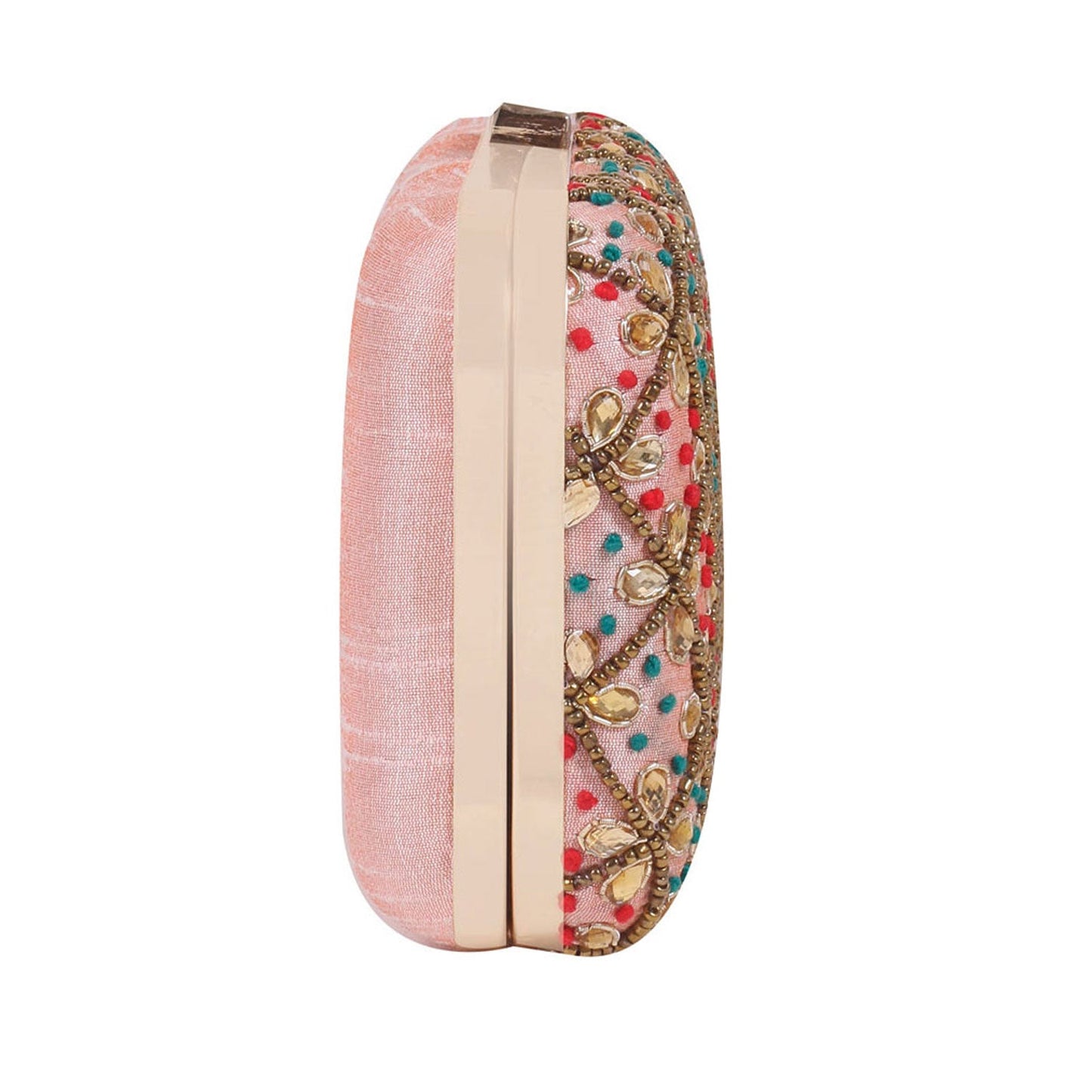 Embroidery Peach  Clutch Bag  For Women & Girls