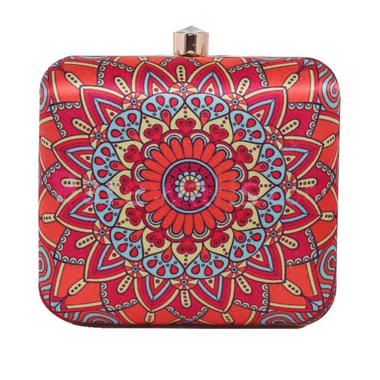 Mandala Digital Print Satin Clutch  for Women & Girls