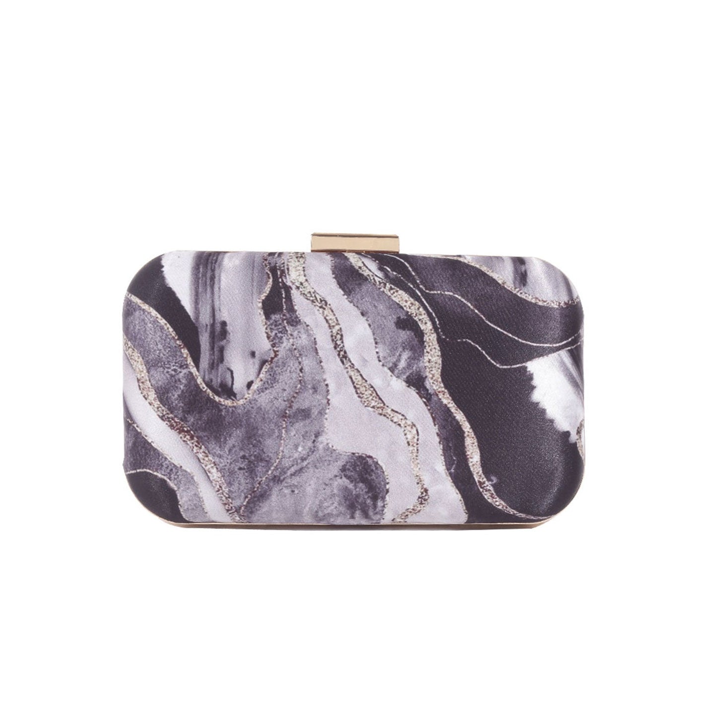 Black grey abstract printed clutch bag