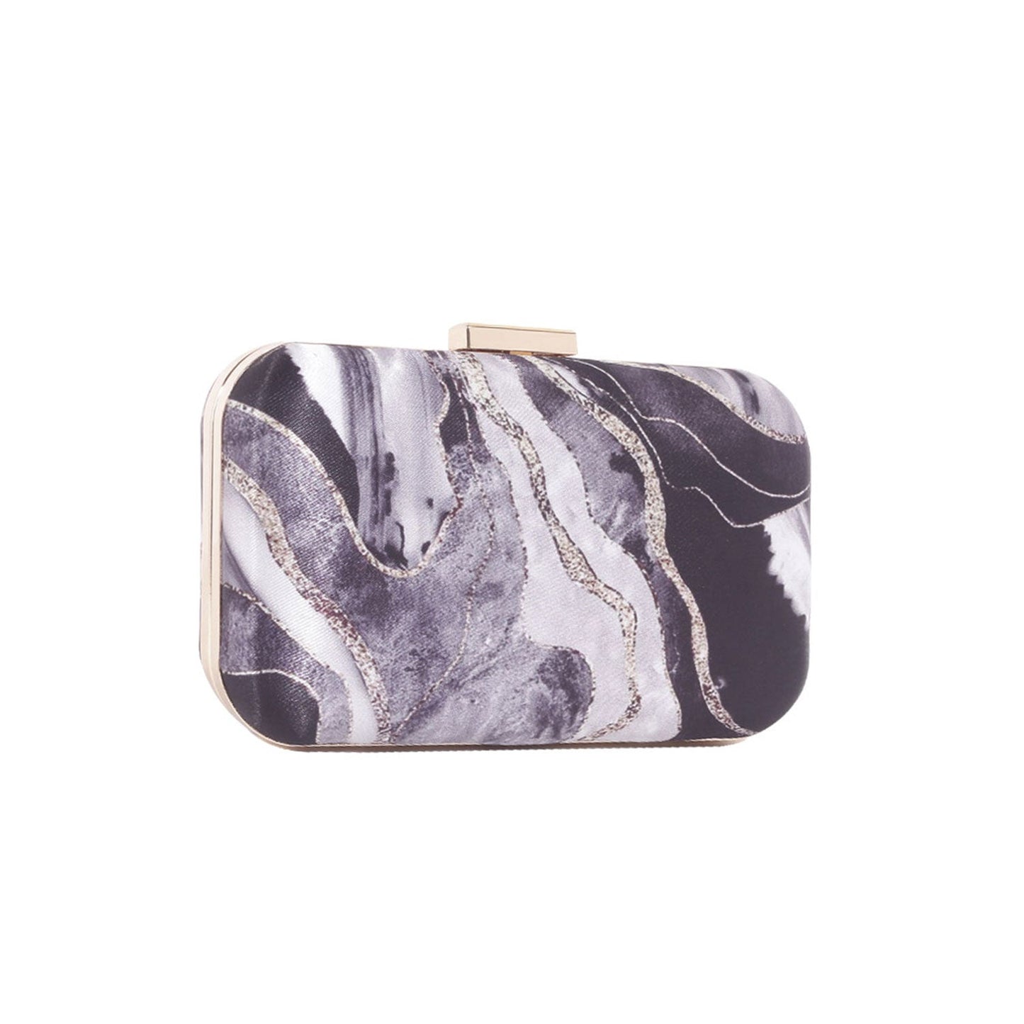 Black grey abstract printed clutch bag