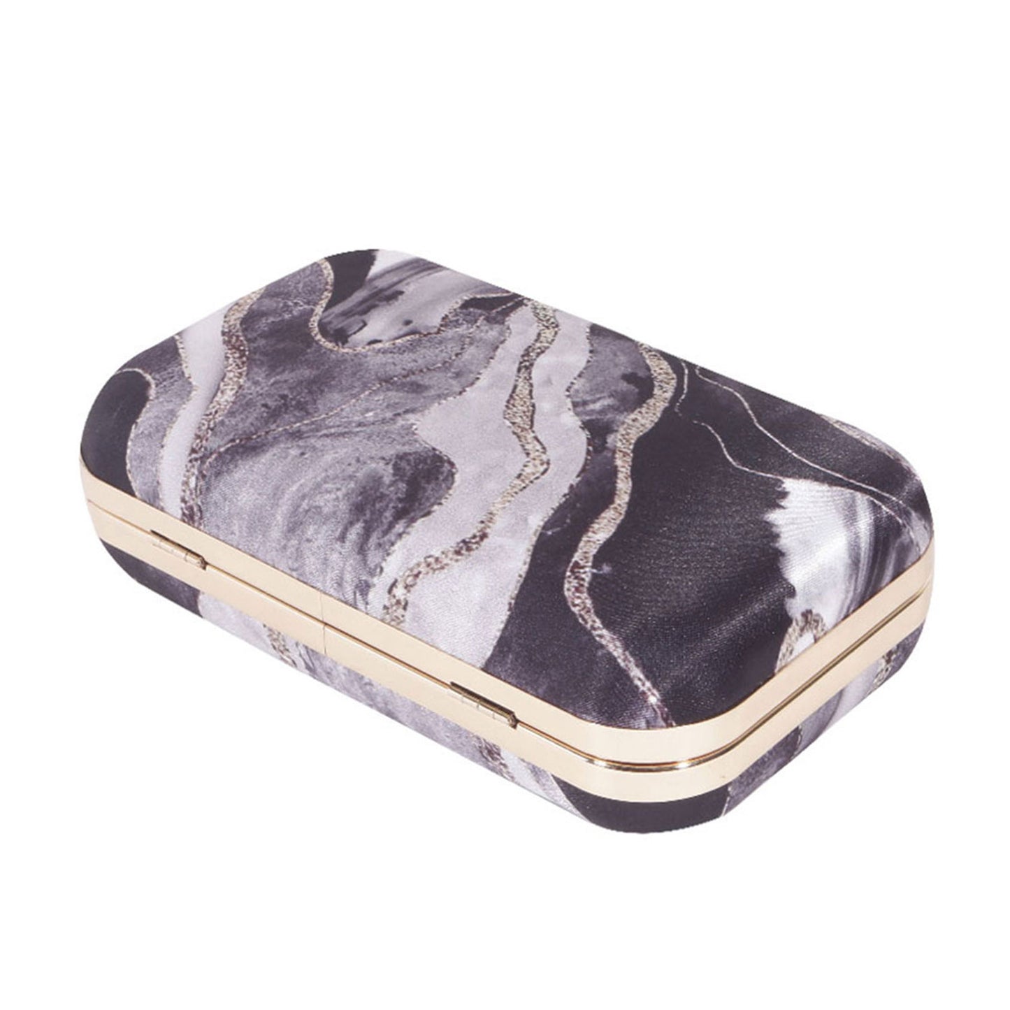 Acrylic Abstract printed black clutch bag