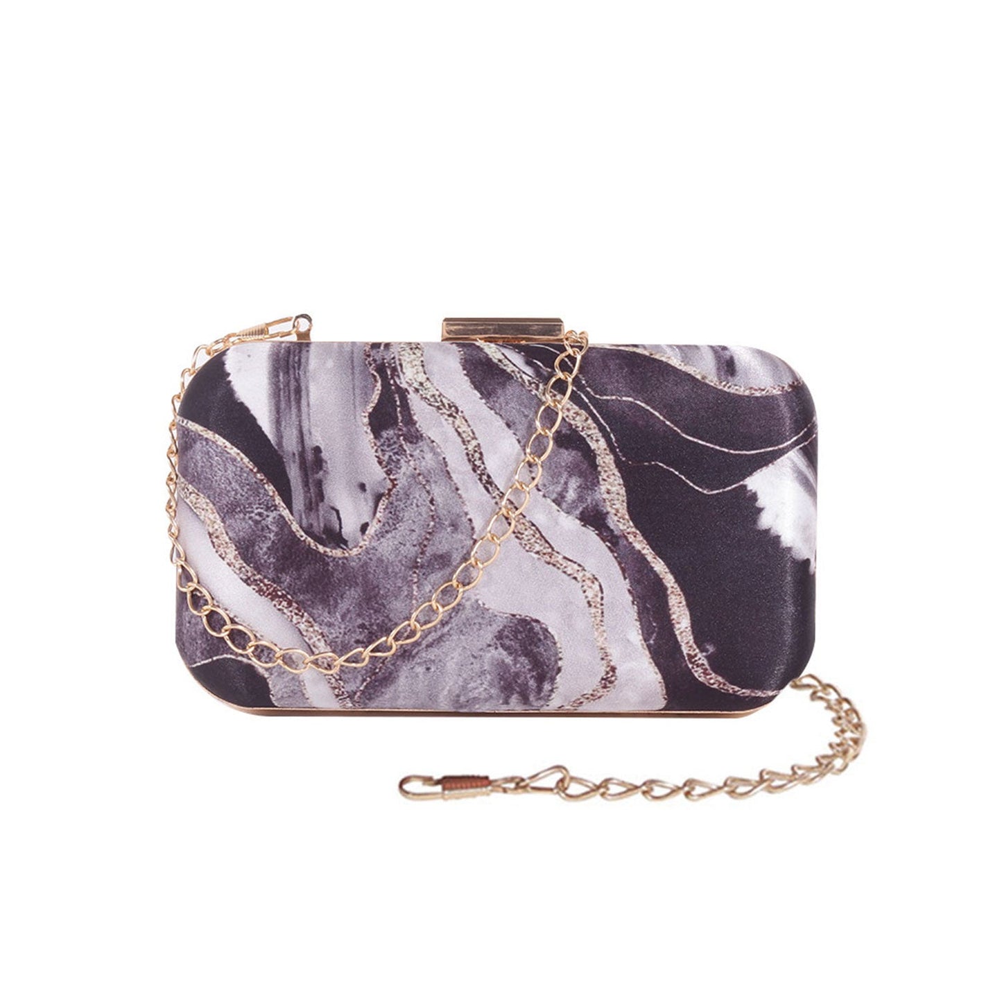 Black grey abstract printed clutch bag