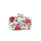 Floral printed embroidered clutch bag