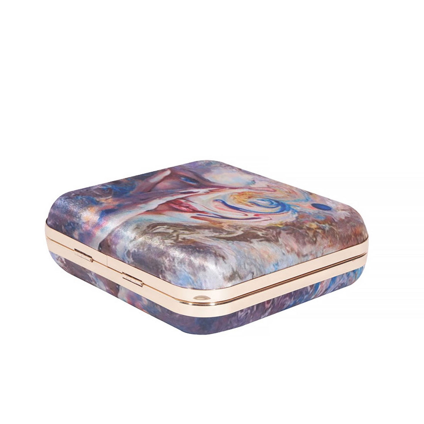 Stylish Satin Digital Print Sqaure Box Clutch   for Women & Girls