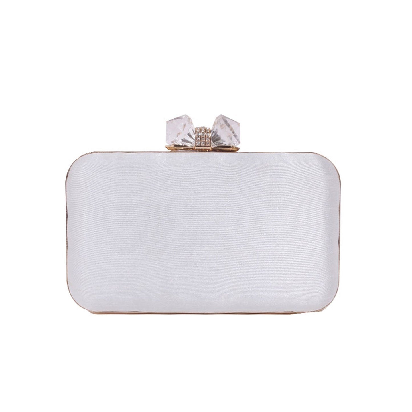 White thread embroidered clutch bag