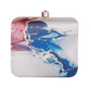 Abstract Satin Print Square Box Clutch  for Women & Girls