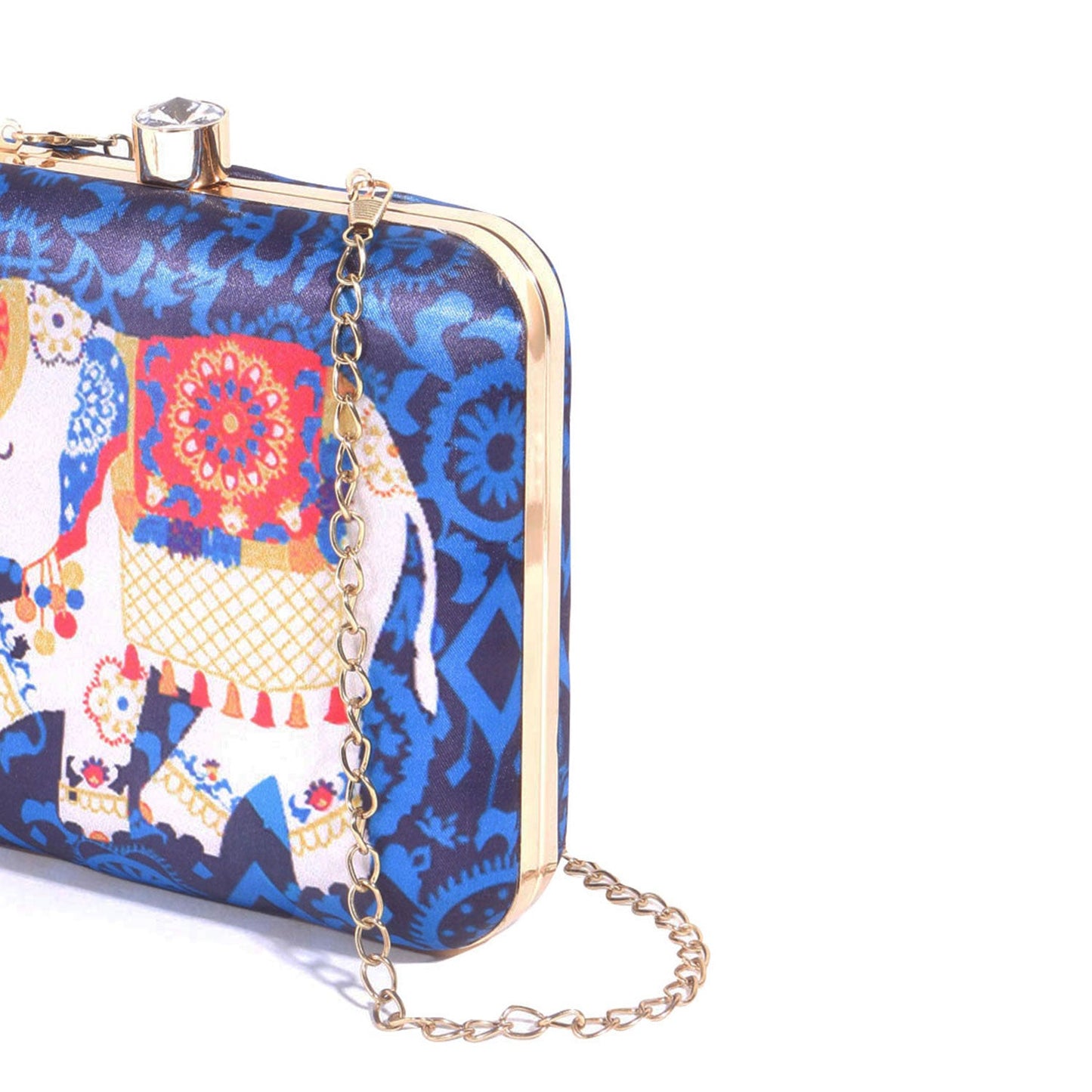 Elephant Satin Digital Print Square Box Clutch  for Women & Girls