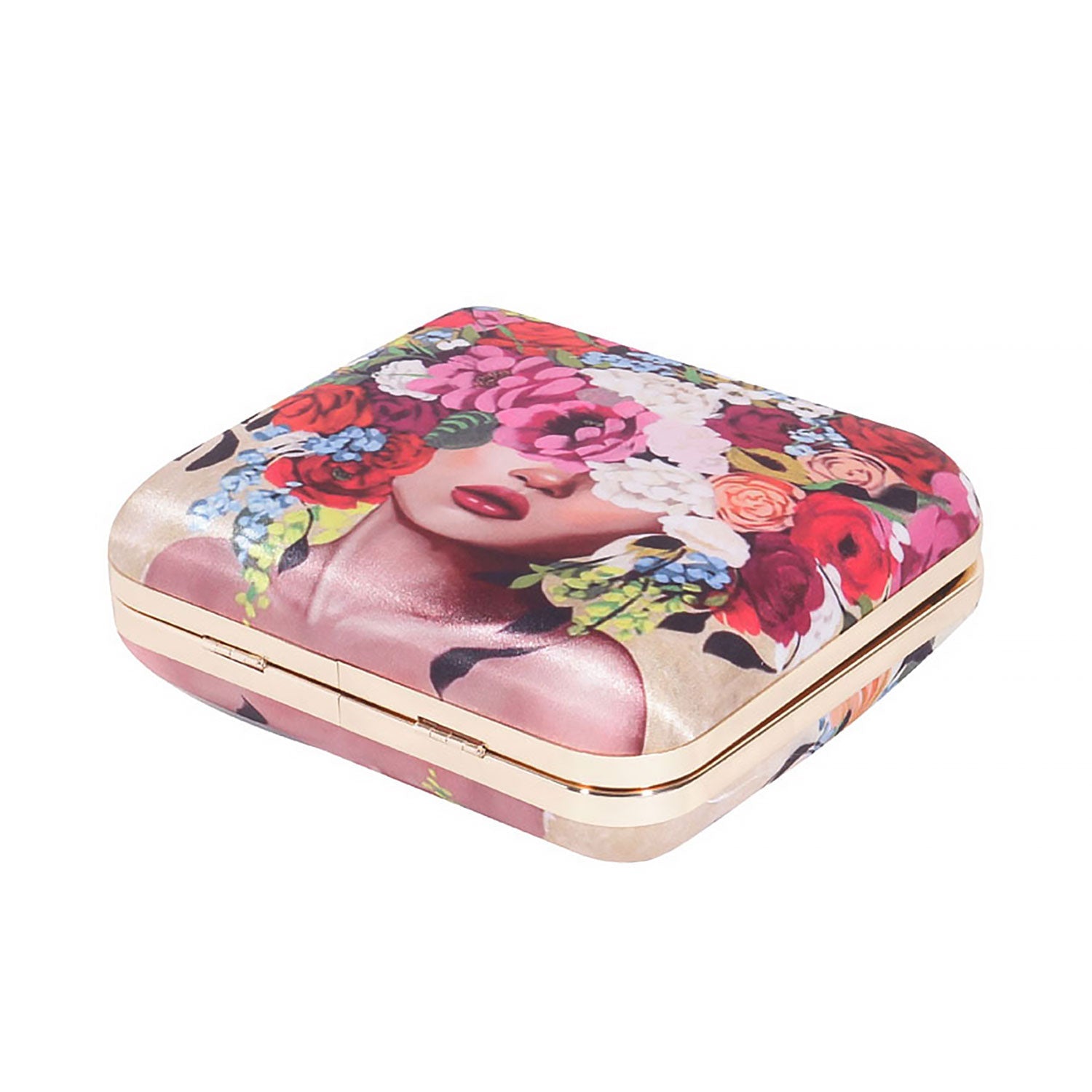 Head Of Flower Digital Print Box Clutch For Girls  for Women & Girls