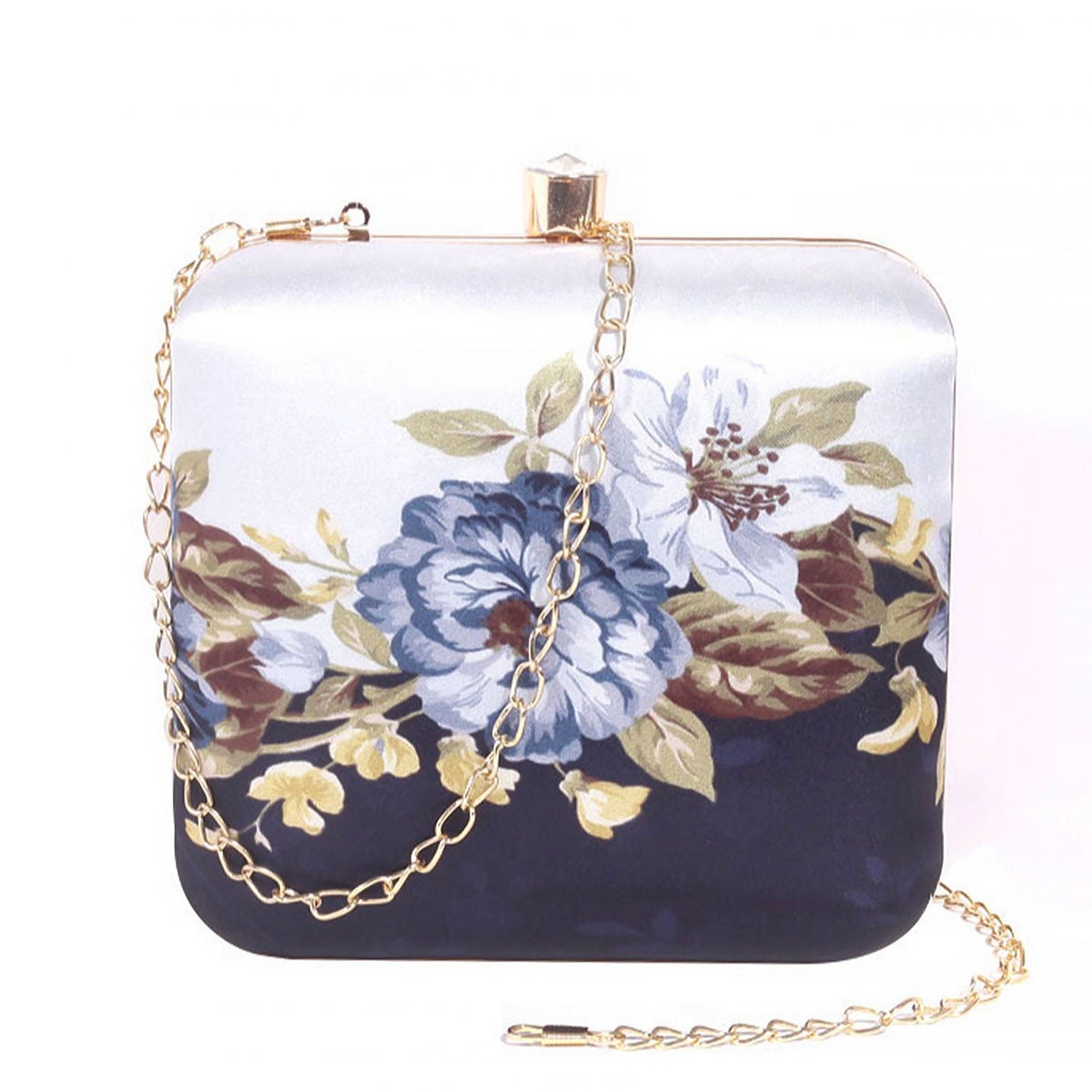 Printed floral clutch bag