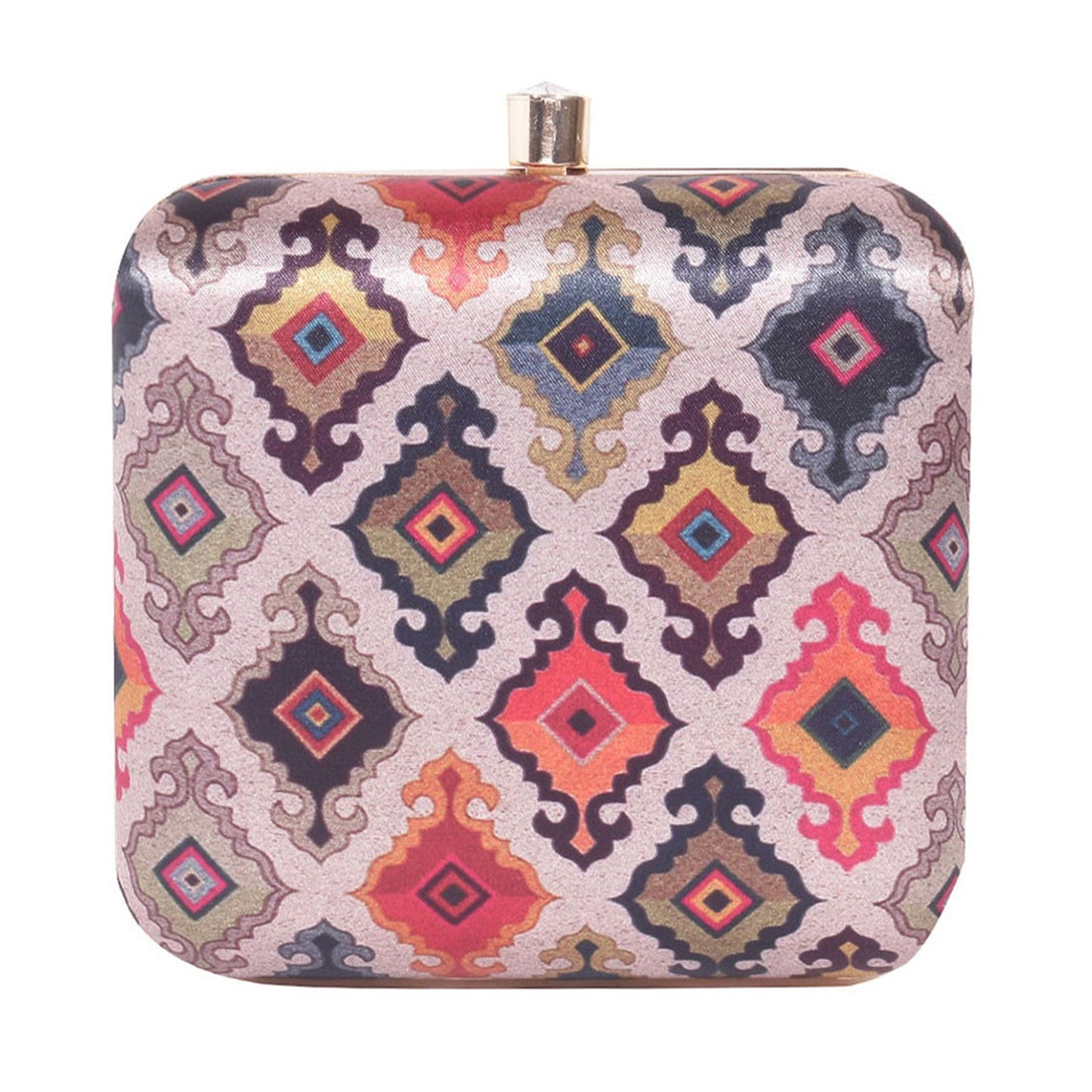 Tropical Satin Digital Print Sqaure Box Clutch  for Women & Girls