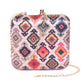 Tropical Satin Digital Print Sqaure Box Clutch  for Women & Girls