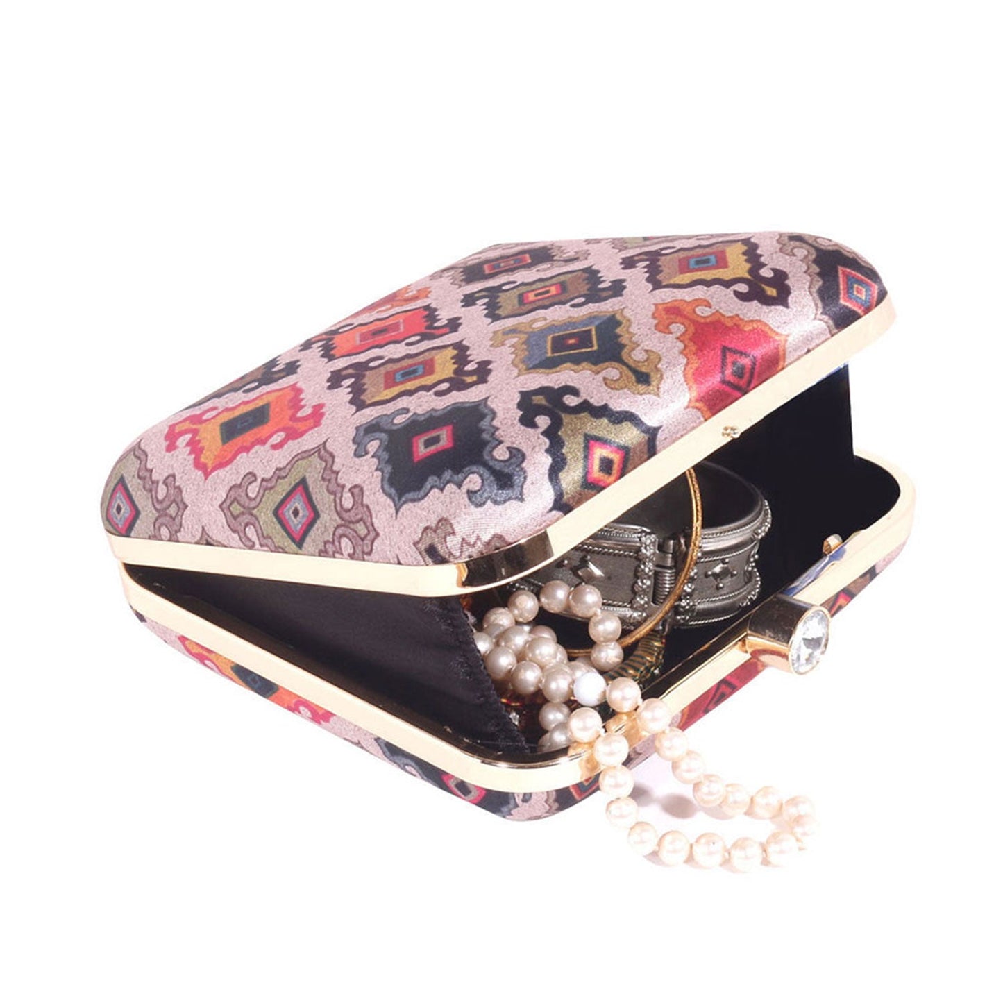 Tropical Satin Digital Print Sqaure Box Clutch  for Women & Girls