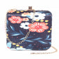 Daisy Satin Flowery Digital Print Square Box Clutch  for Women & Girls