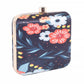 Daisy Satin Flowery Digital Print Square Box Clutch  for Women & Girls