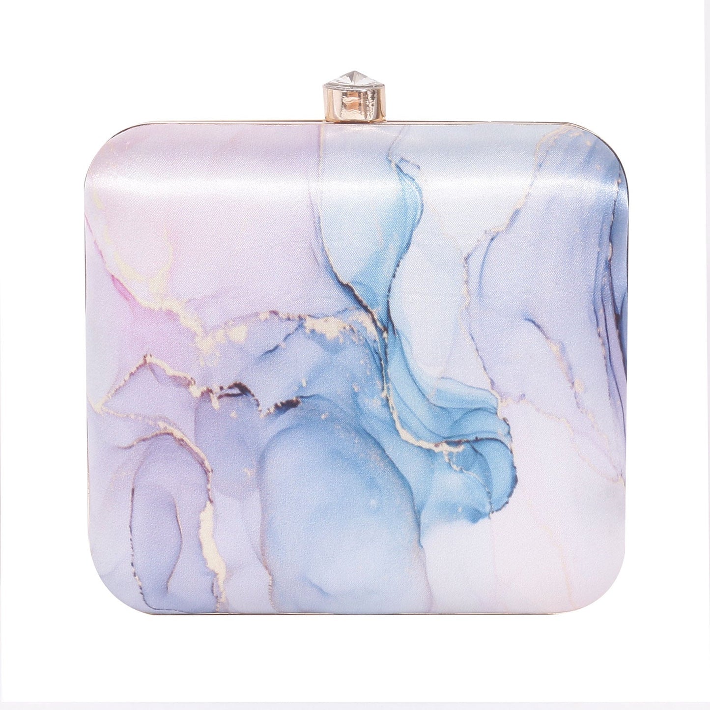Abstract printed square clutch