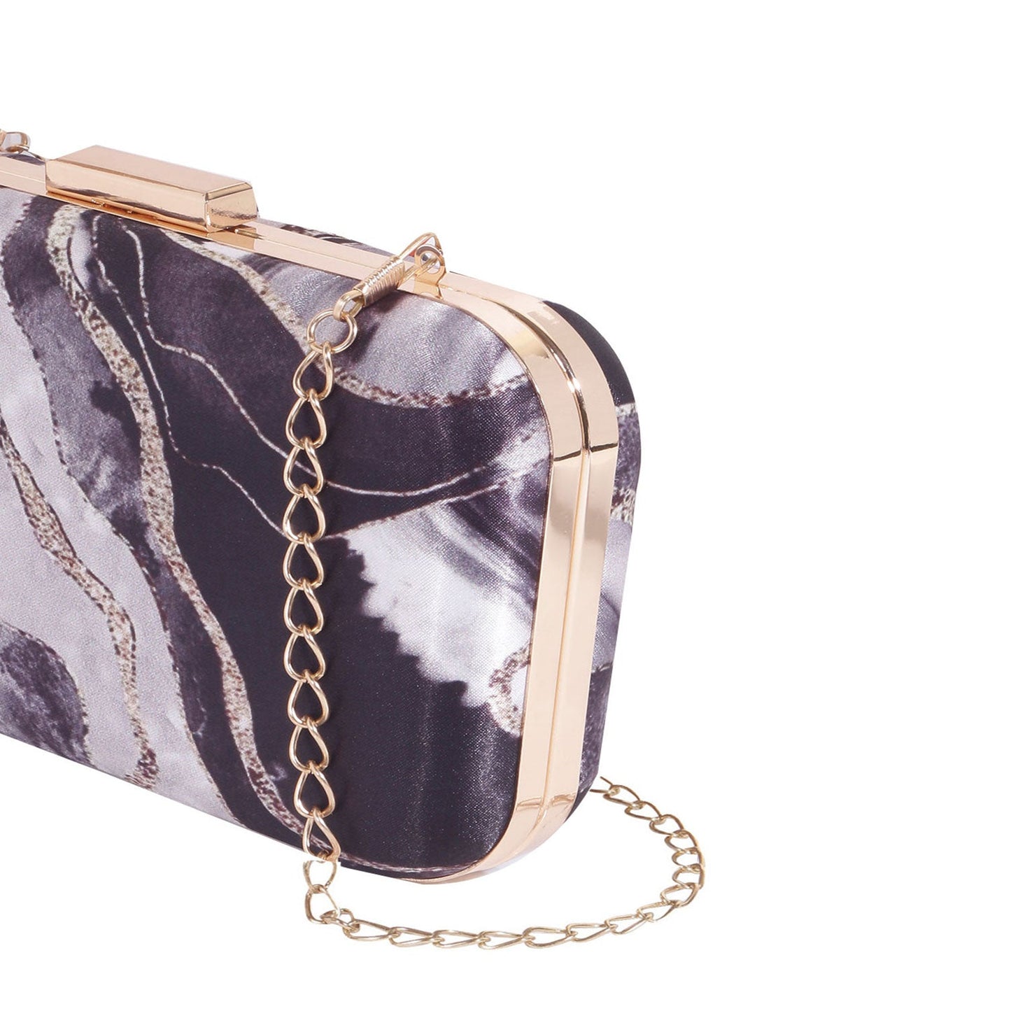 Black grey abstract printed clutch bag