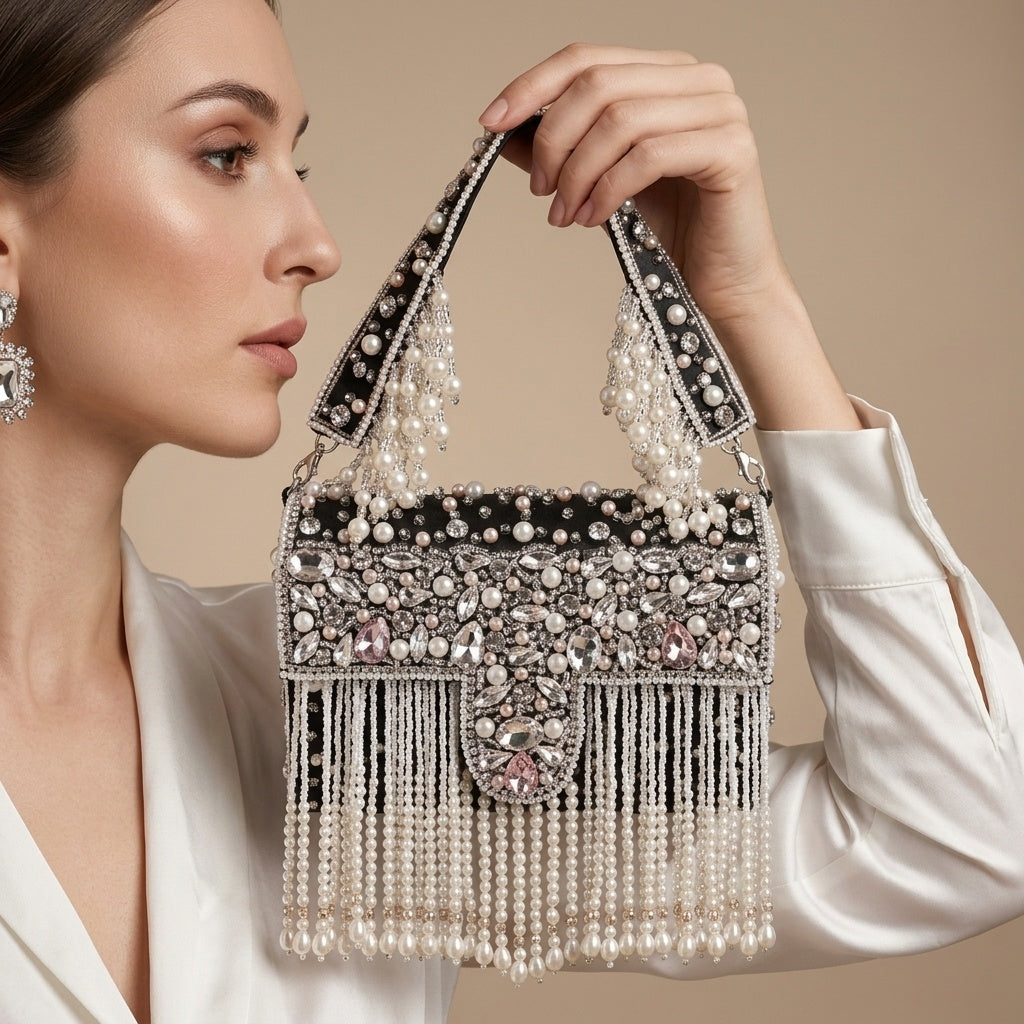 Juhi Black — Velvet Flap Bag