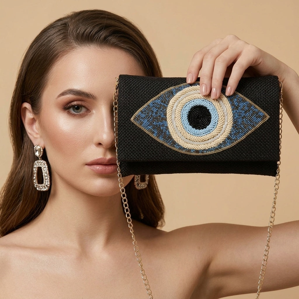 Damayanti Black — Jute Flap Bag