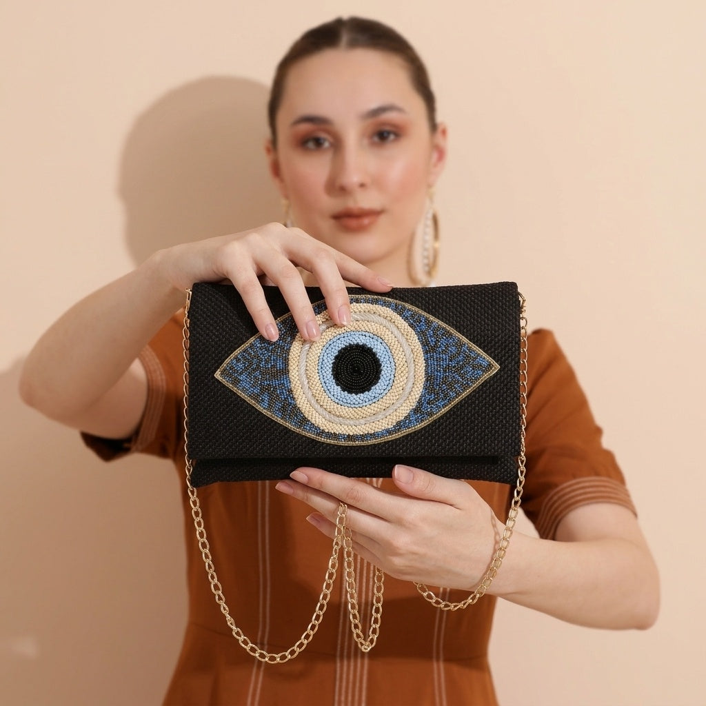 Damayanti Black — Jute Flap Bag