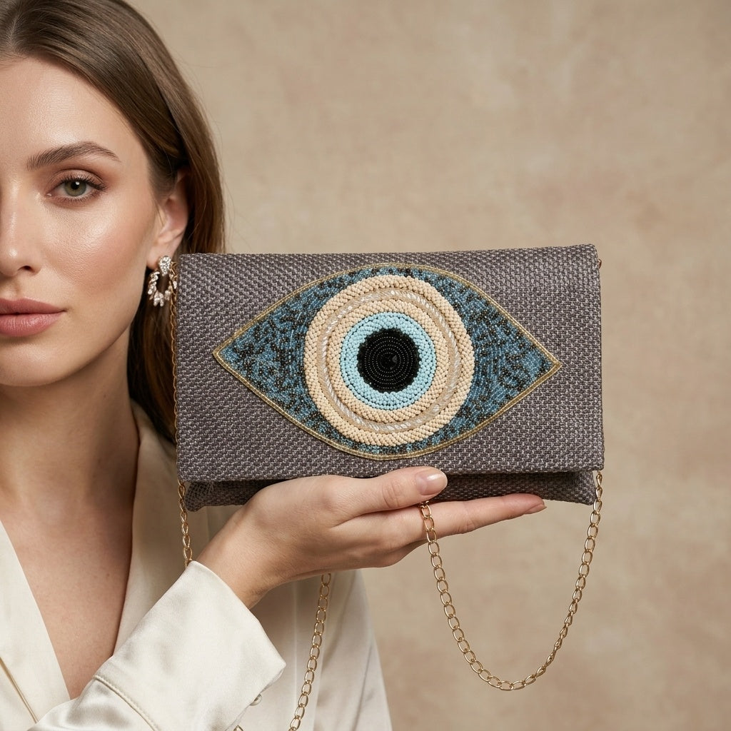Jahnavi Grey — Jute Flap Bag