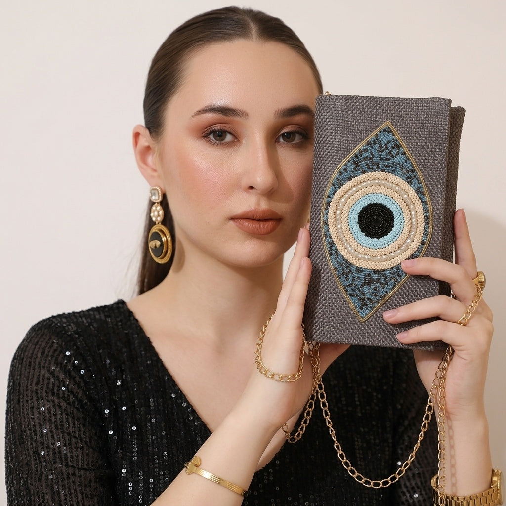 Jahnavi Grey — Jute Flap Bag