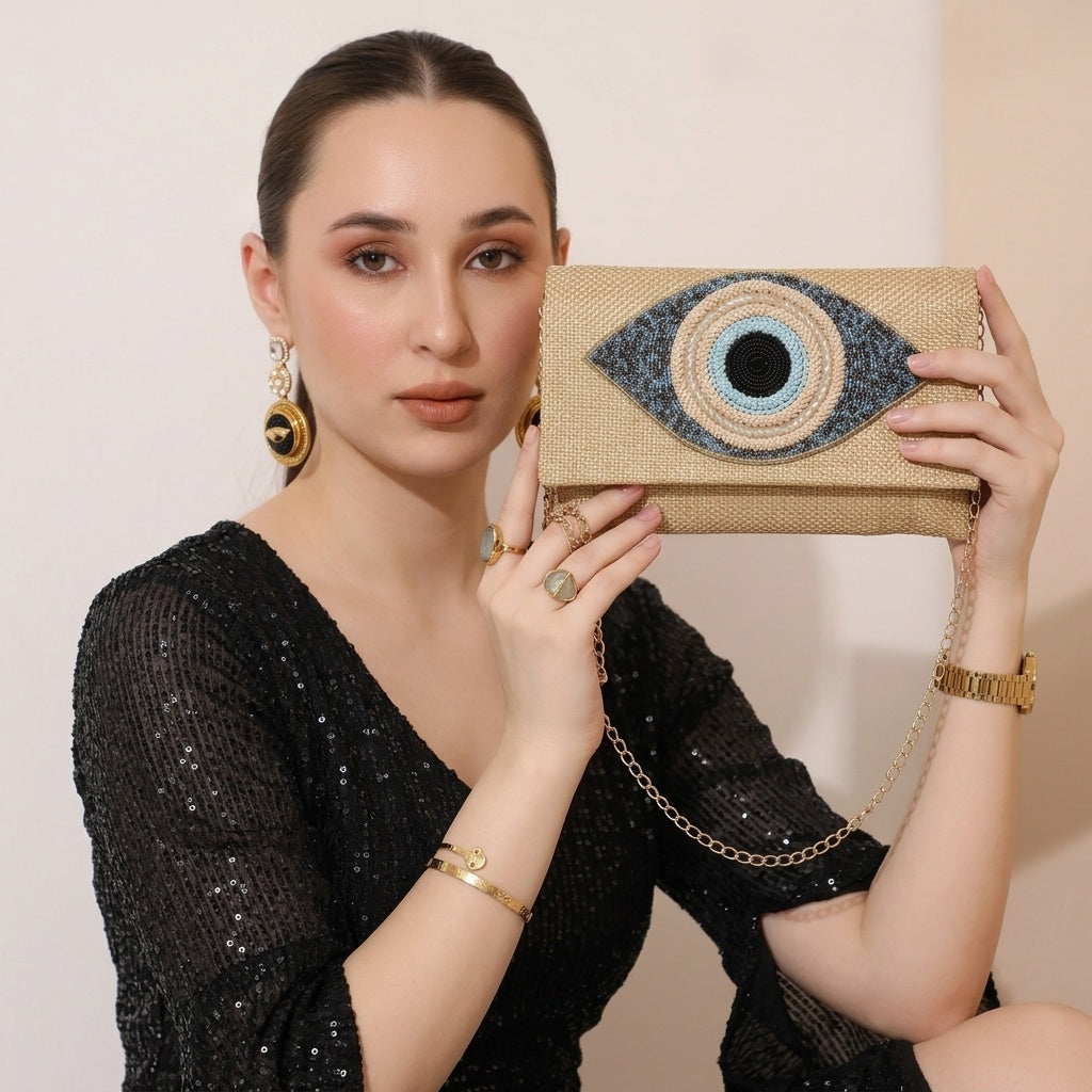 Panna Golden — Jute Flap Bag