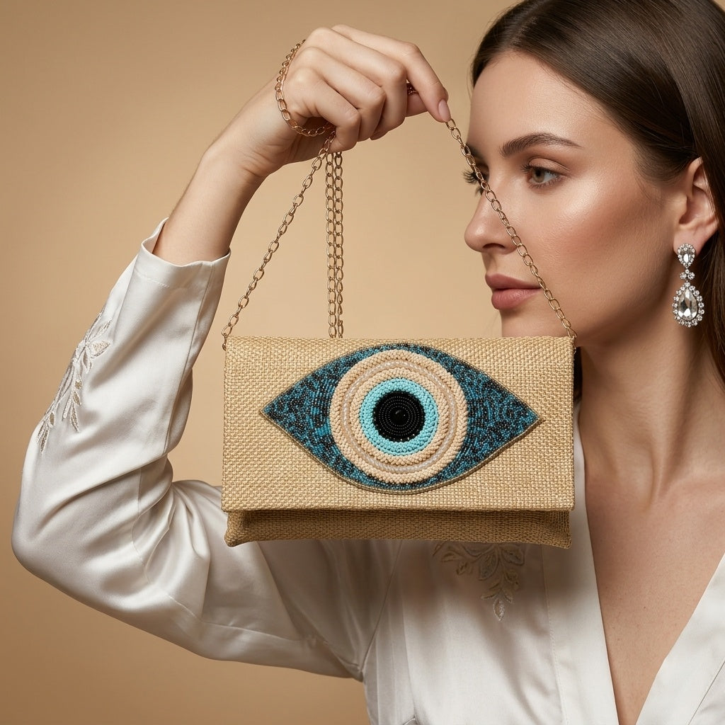 Panna Golden — Jute Flap Bag