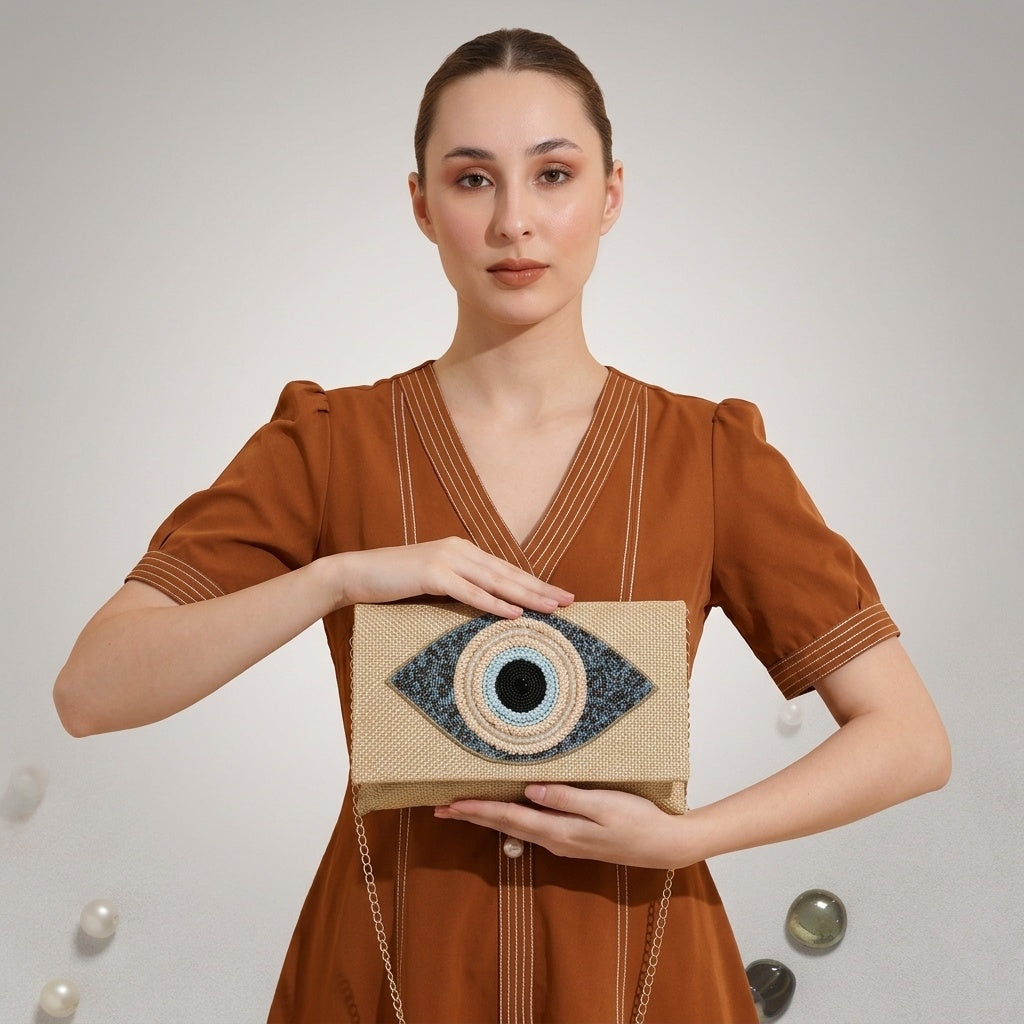 Panna Golden — Jute Flap Bag