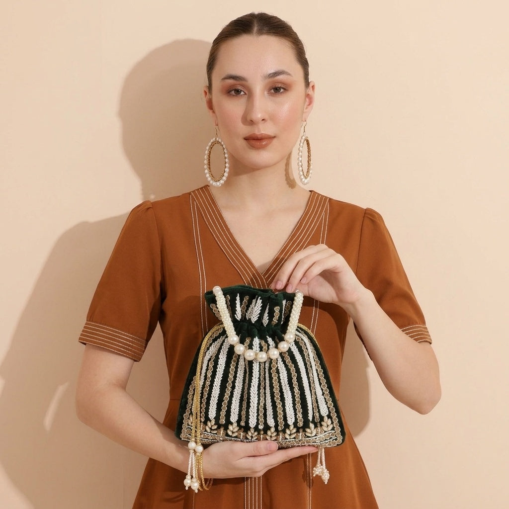 Ridhima Green — Velvet Potli Bag