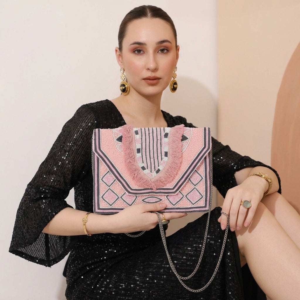 Sunidhi Pink — Canvas Banjara Boho Bag