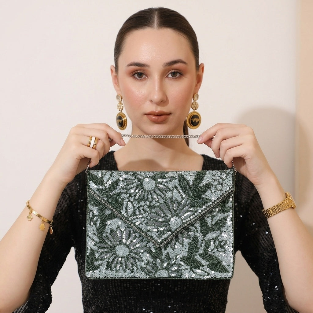 Sumbul Green — Canvas Banjara Boho Bag
