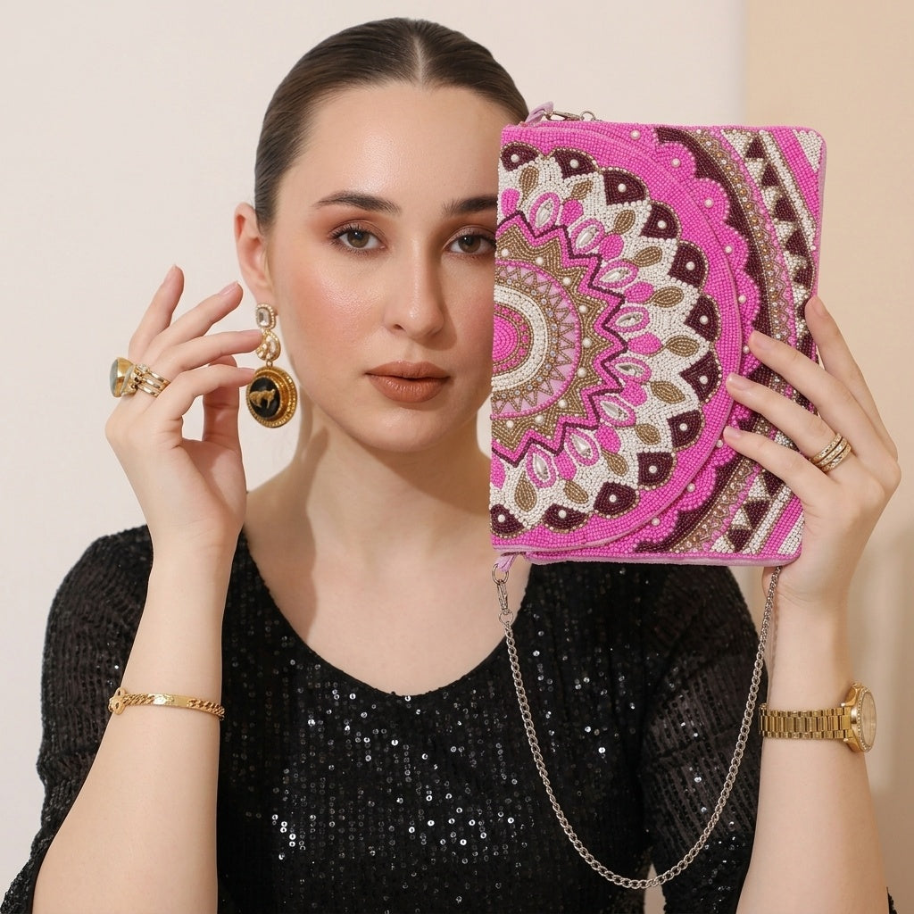 Prachi Pink — Canvas Banjara Boho Bag