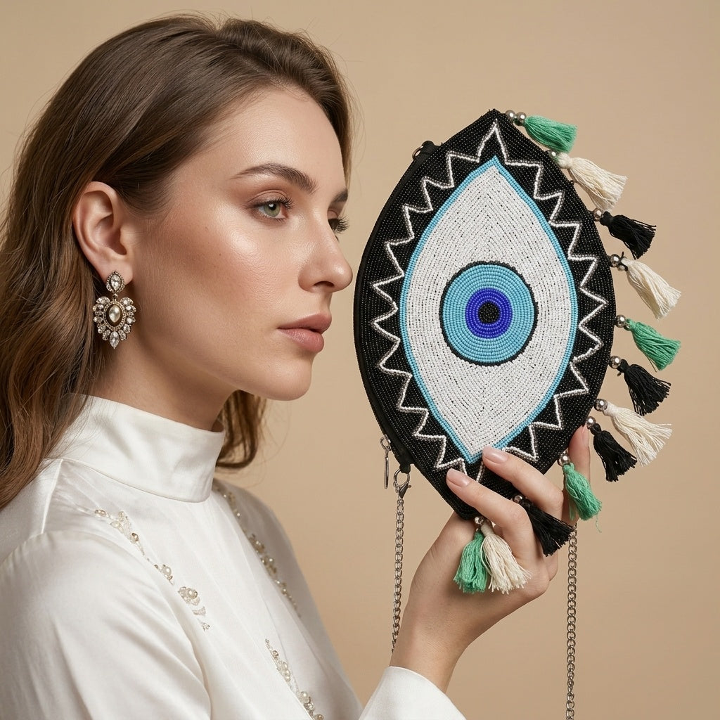 Wajiha Black — Canvas Banjara Boho Bag