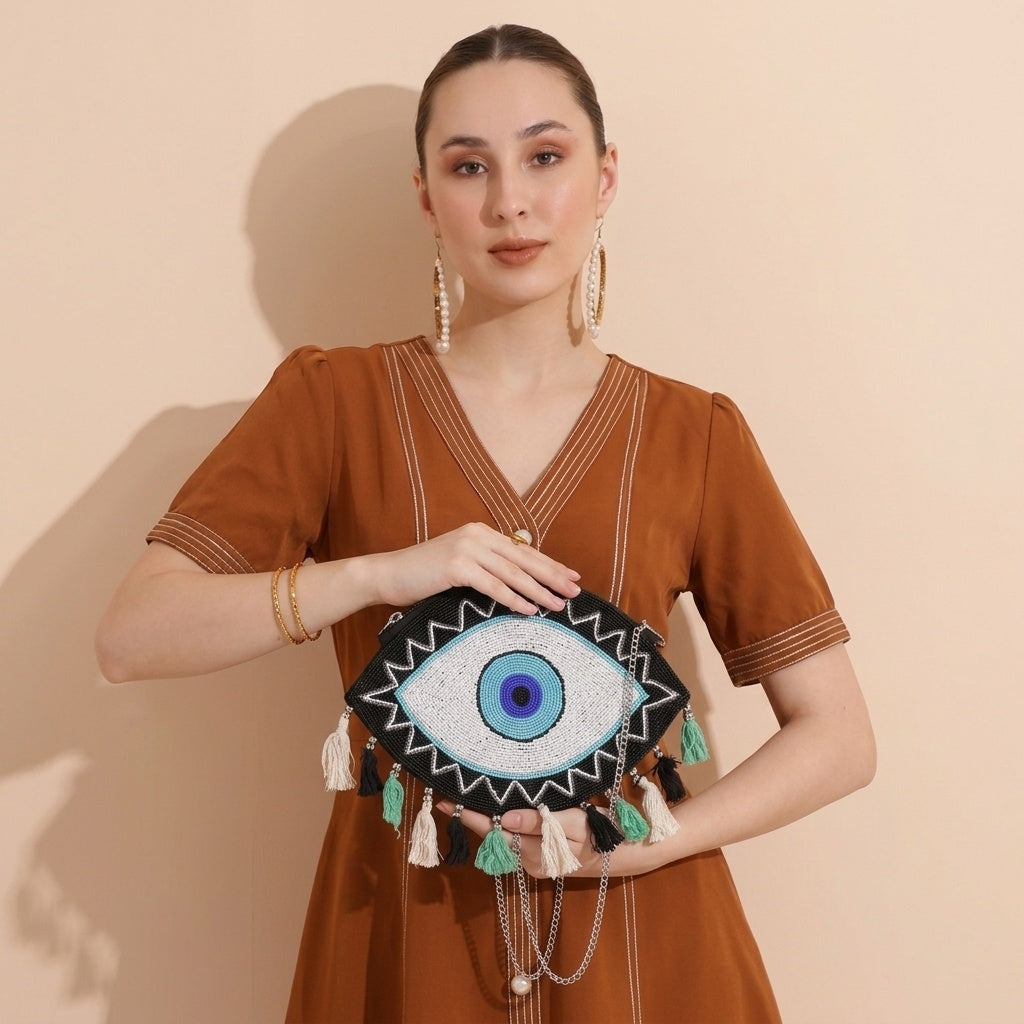 Wajiha Black — Canvas Banjara Boho Bag