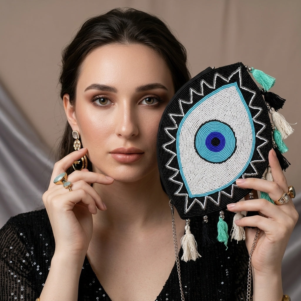 Wajiha Black — Canvas Banjara Boho Bag