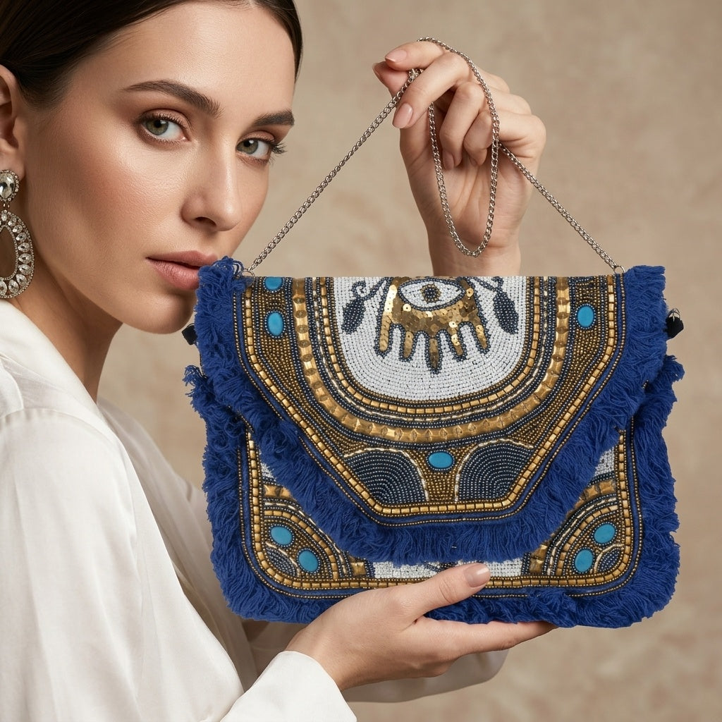 Nalini Blue — Canvas Banjara Boho Bag