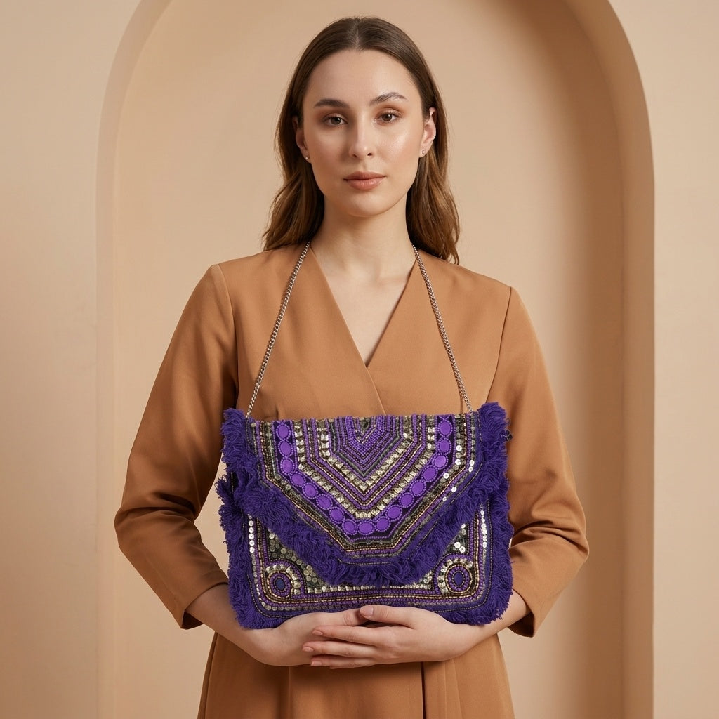 Noor Purple — Canvas Banjara Boho Bag