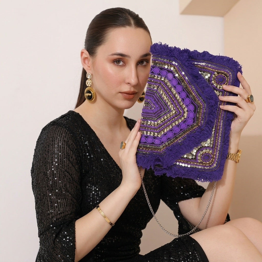 Noor Purple — Canvas Banjara Boho Bag