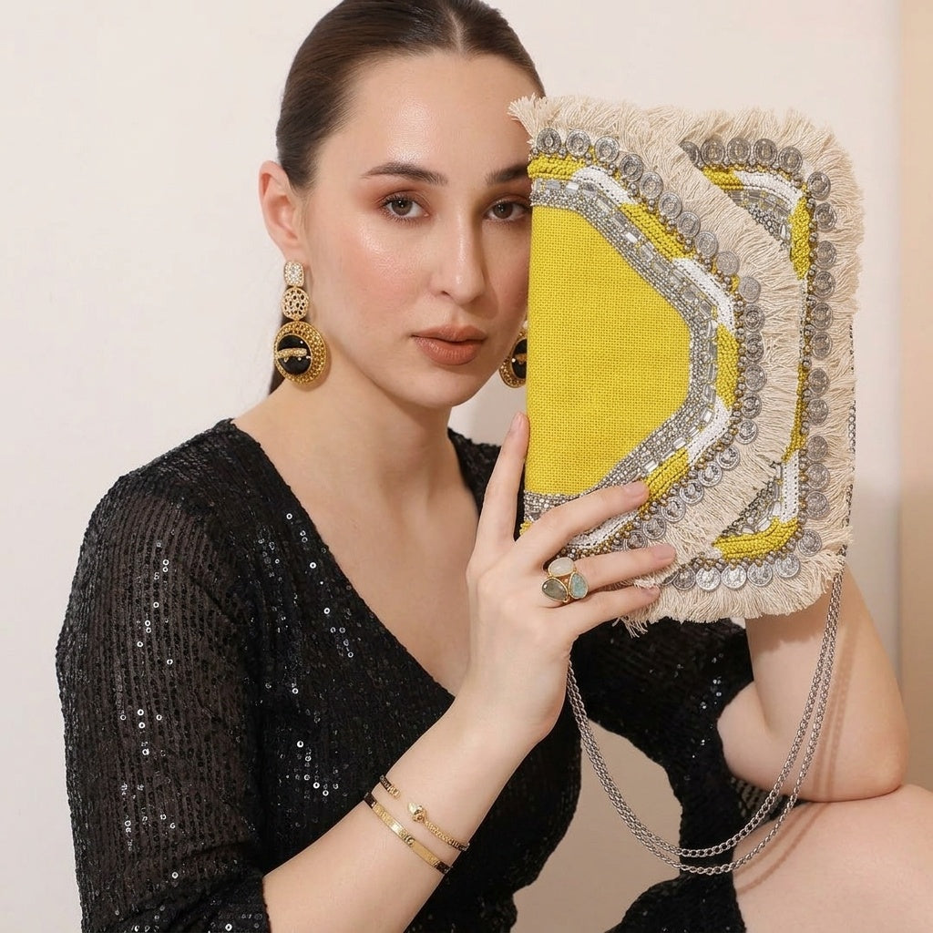 Zunaira Yellow — Canvas Banjara Boho Bag