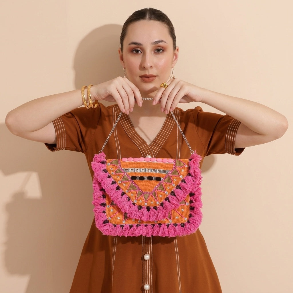 Naina Pink — Canvas Banjara Boho Bag