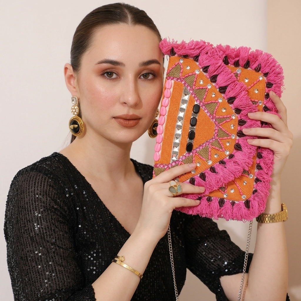 Naina Pink — Canvas Banjara Boho Bag
