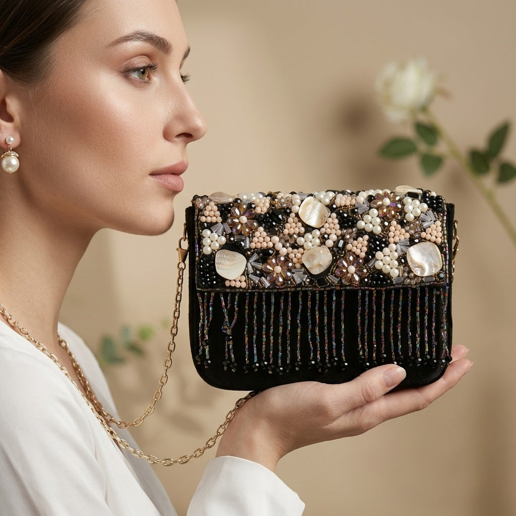Azra Black — Suede Flap Bag