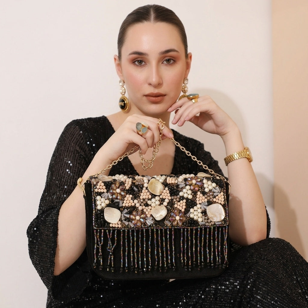 Azra Black — Suede Flap Bag