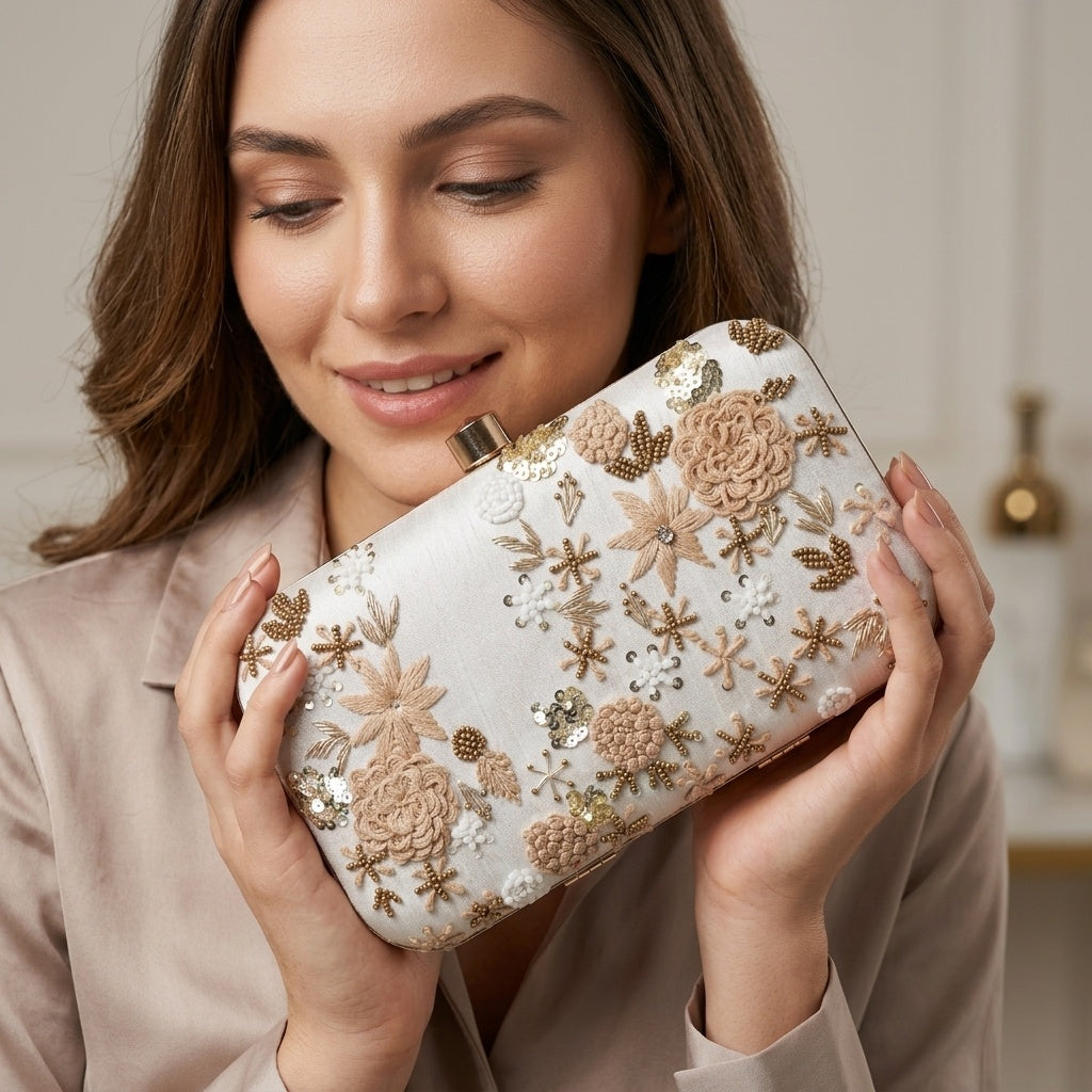 Swisni Luxury Hand-Embroidered Designer Clutch Bag | SWIS-120
