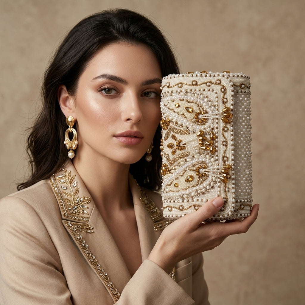 Kiara White — Raw Silk Flap Bag