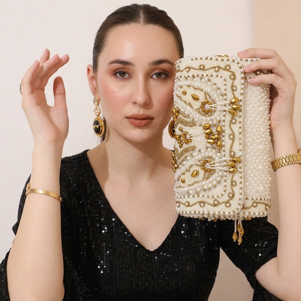 Kiara White — Raw Silk Flap Bag