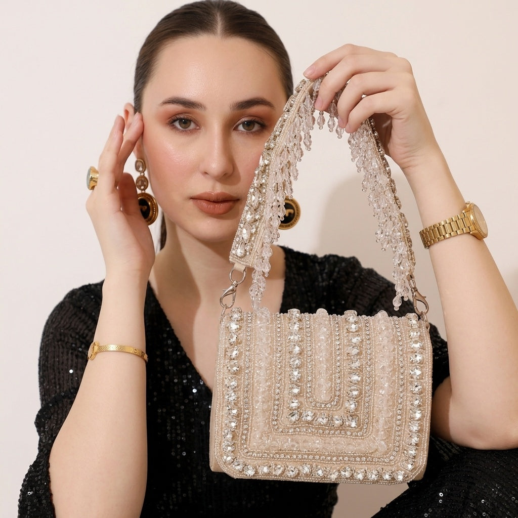 Savitri Beige — Suede Flap Bag
